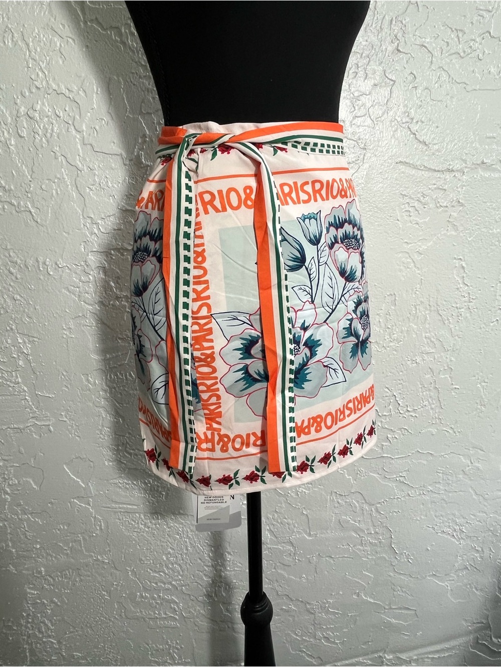 NWT Floral Scarf Print Wrap Mini Skirt Size‎ S Boho Resort Vacation